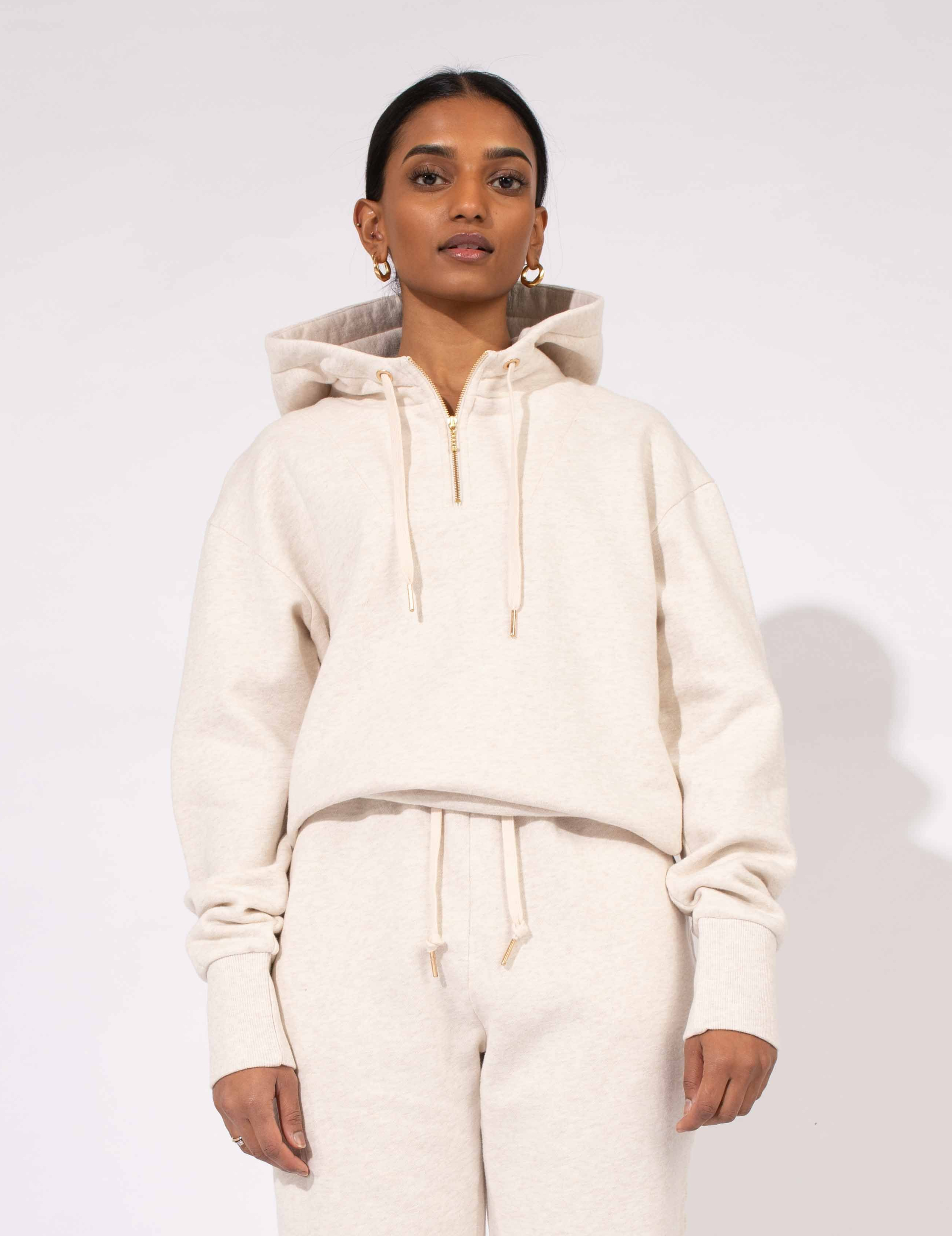 Beige hoodie dame hotsell